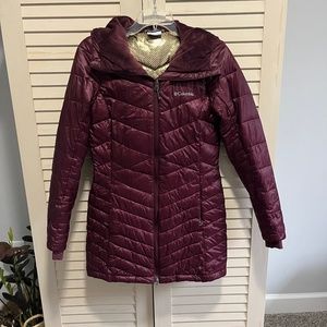 Long Heavenly Hooded Jacket in Marionberry